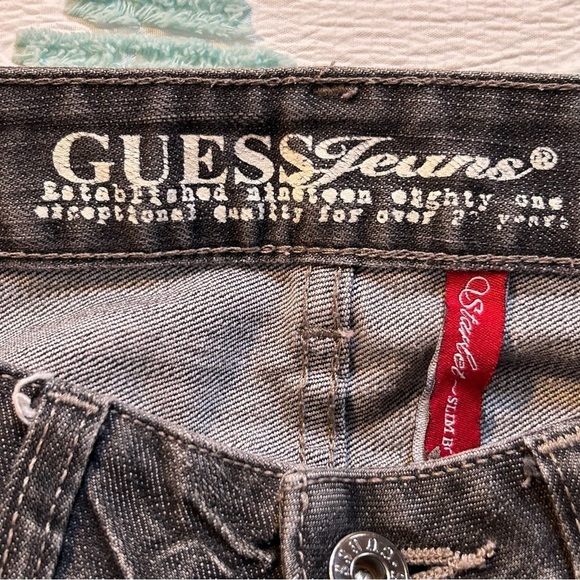 Guess Jeans Starlet Slim Boot Denim Whiskers Distressed Gray Size 27 - Picture 9 of 13